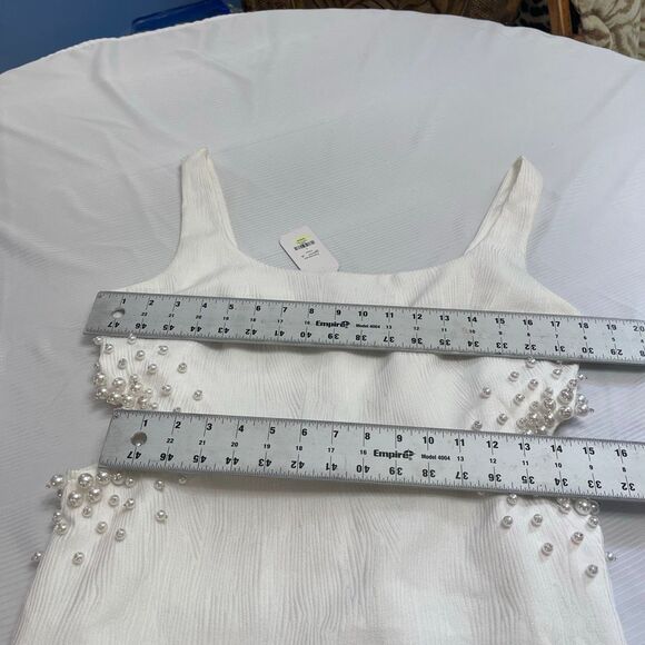 NWT Francesca’s Pearl Embellished Side Cutout Mini Sheath Dress Size Large New - Picture 5 of 10